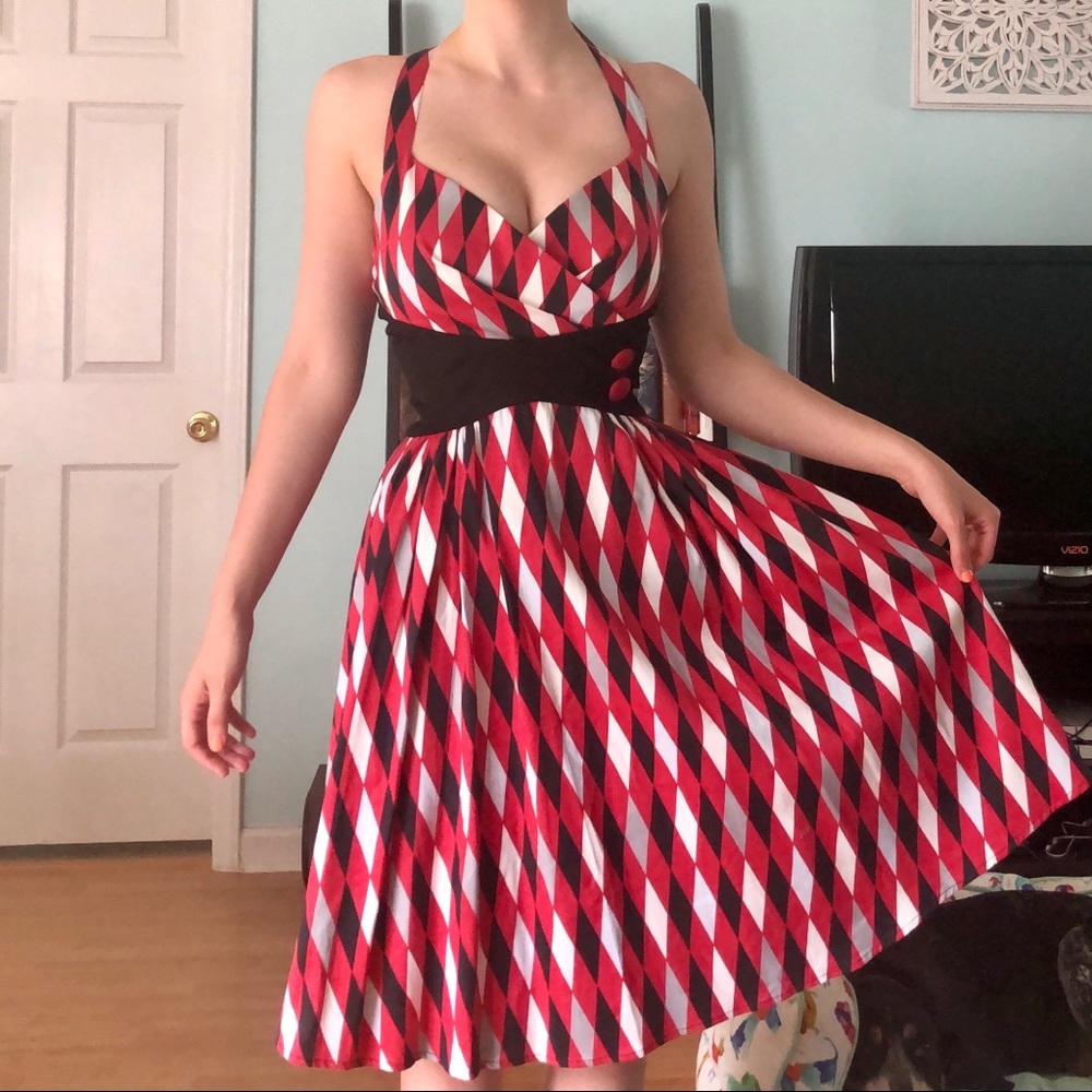 Pinup girl Zoey Badgirl harlequin dress